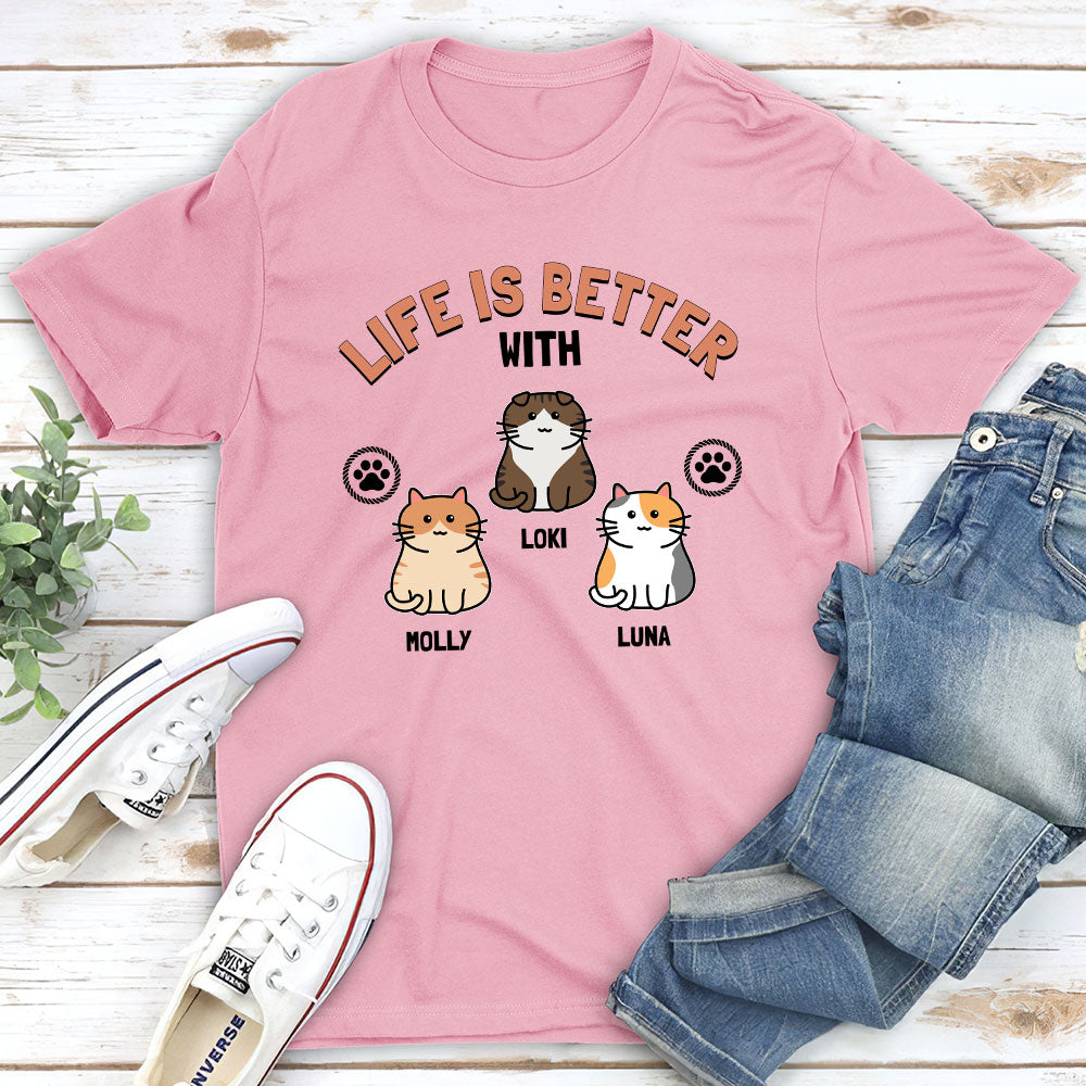 Life With Cats - Personalized Custom Unisex 5.3 oz T-shirt for Pet Lovers