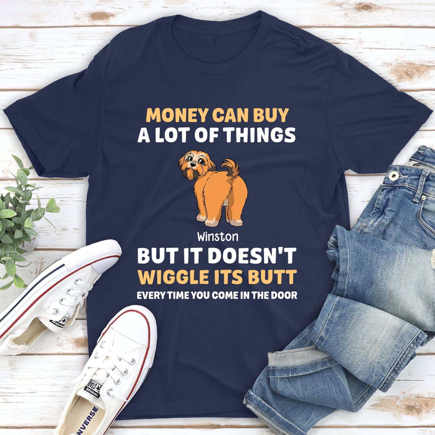 Wiggle Butt - Personalized Custom Unisex 5.3 oz Heavy Cotton T-shirt for Pet Lovers