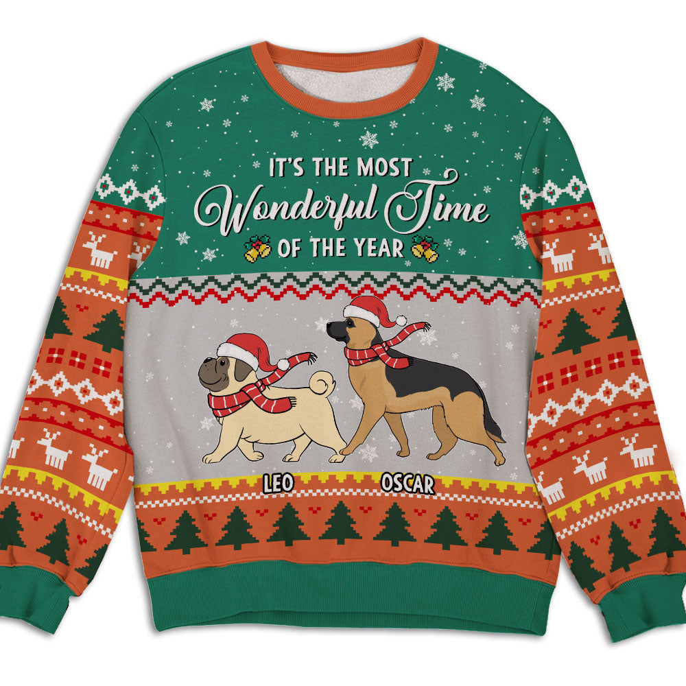 Wonderful Time Walking Dog - Personalized Custom All-Over-Print Unisex 8.8 oz Polyester Blend Sweatshirt