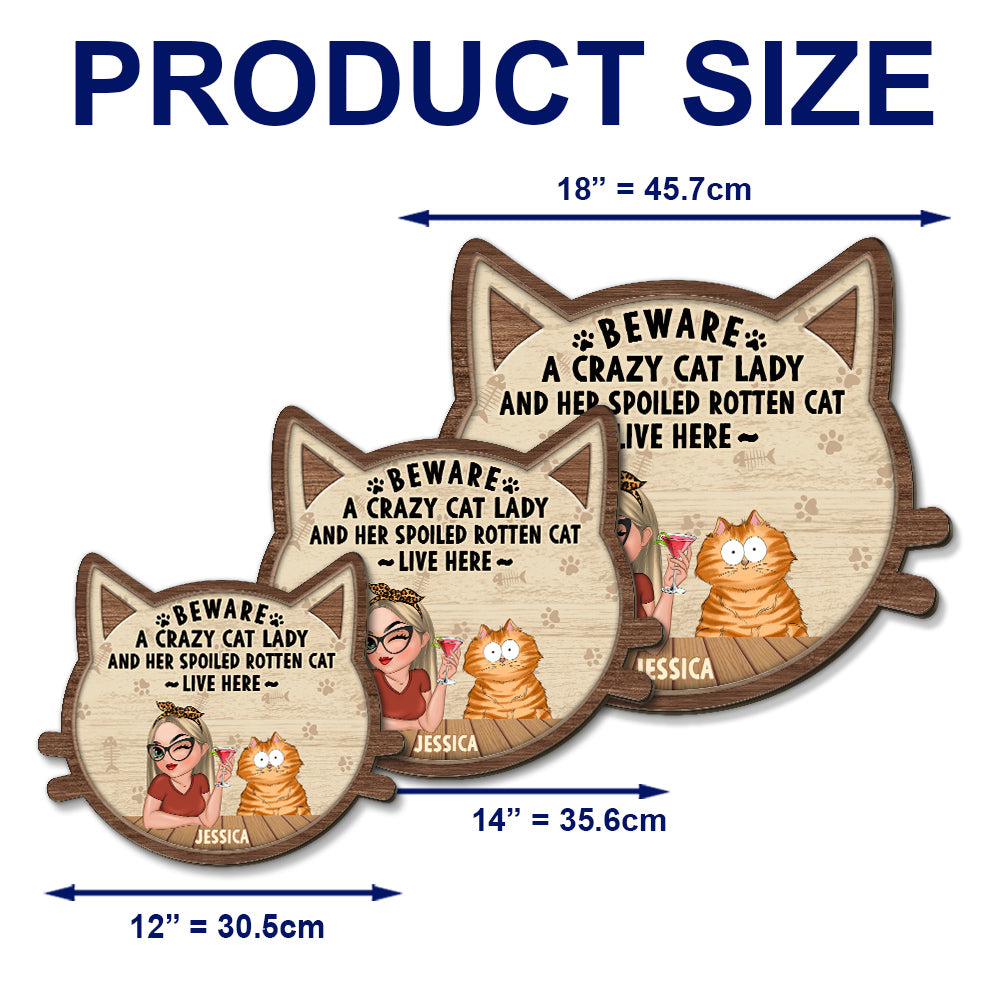 Crazy Cat & Cat Lady - Personalized Custom UV-Printed Wood Sign in Various Sizes