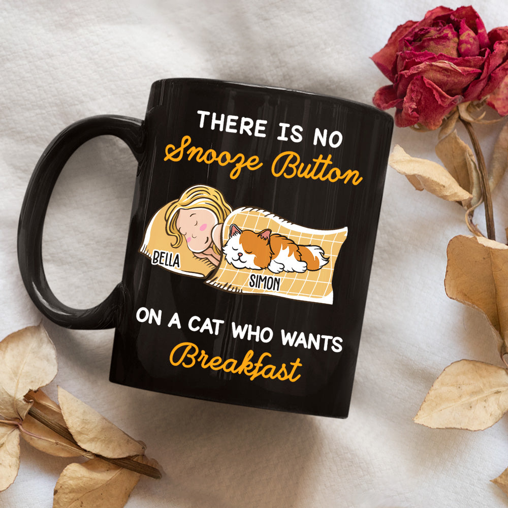 My Cat Wants Breakfast - Personalized 11oz Custom Black Ceramic Coffee Mug