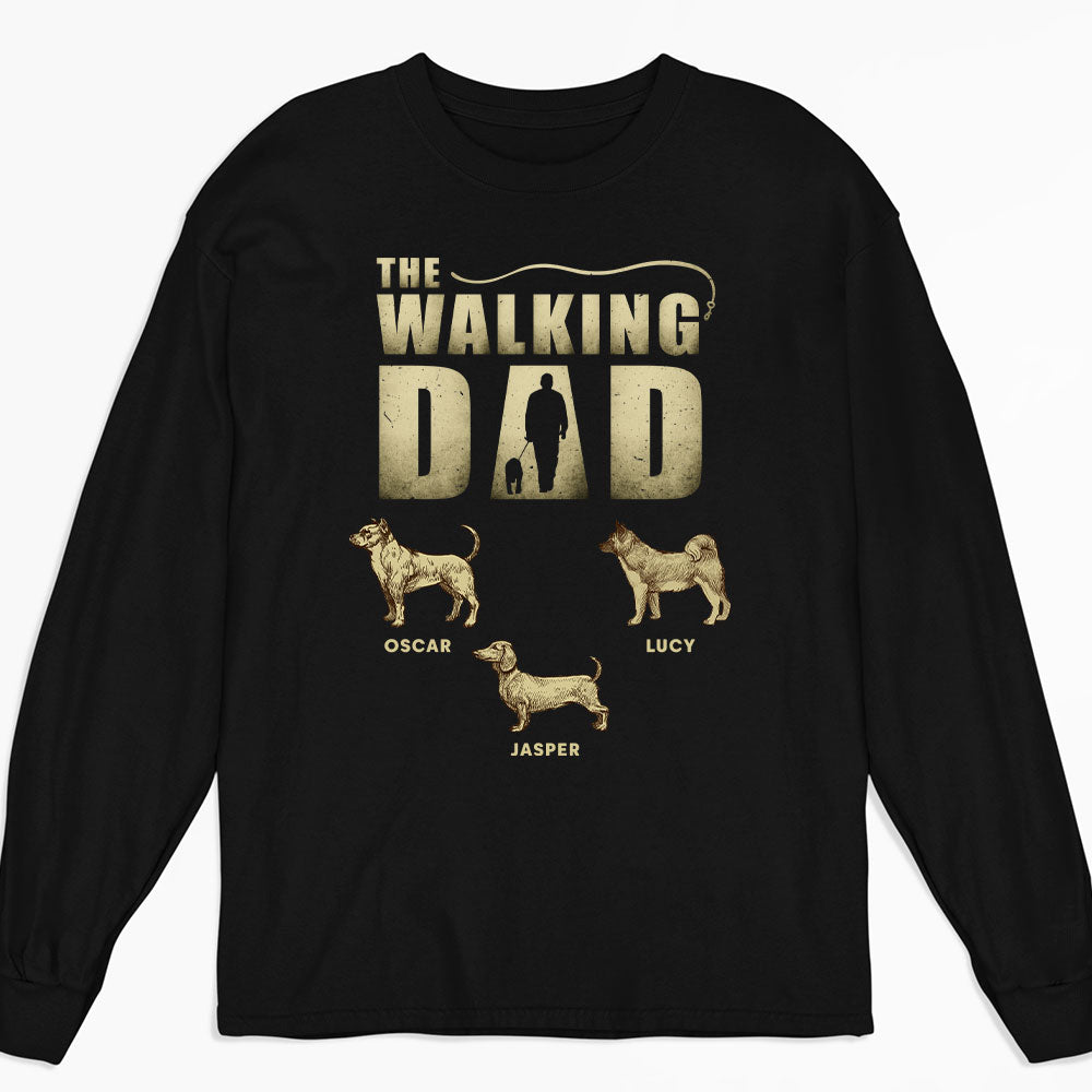 Walking Dad Vintage - Exclusive Personalized Custom Long Sleeve T - shirt for Pet Lovers