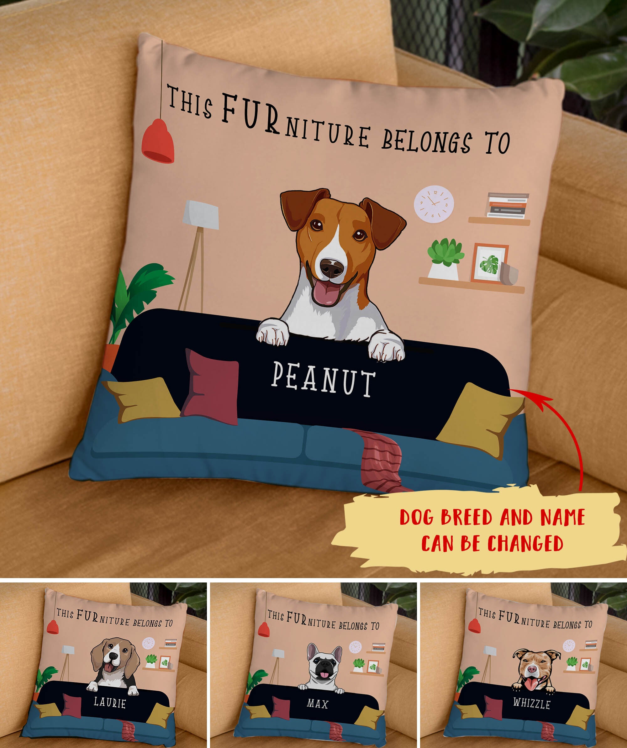 Personalized Custom Throw Pillow - Ideal Furniture for Dog Owners