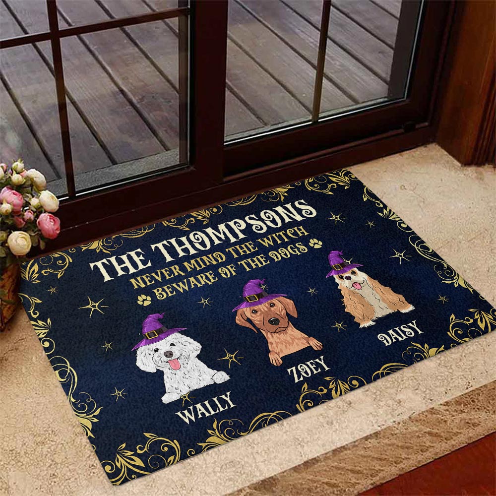 Never Mind The Witch - Personalized Custom Dog Picture Doormat for Pet Lovers