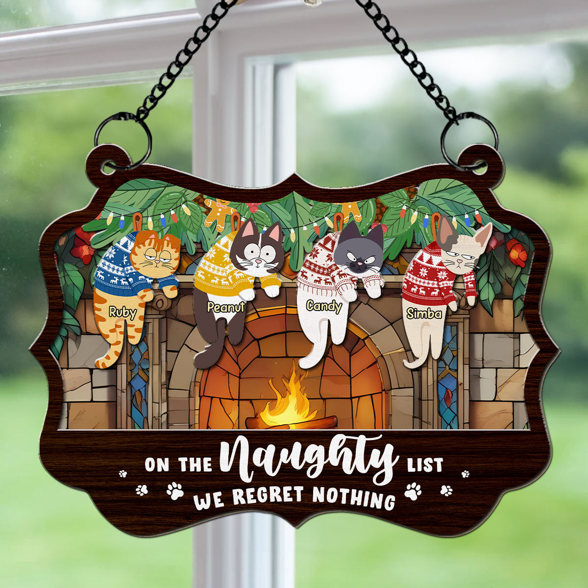 On The Naughty List - Personalized Custom Suncatcher for Special Occasions (6 inches & 8 inches)
