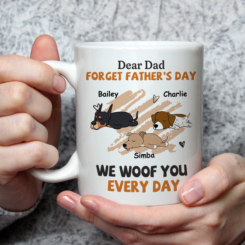 Woof You Every Day Lying Dog - Personalized Custom Ceramic Coffee Mug for Pet Lovers (11oz & 15oz Sizes)