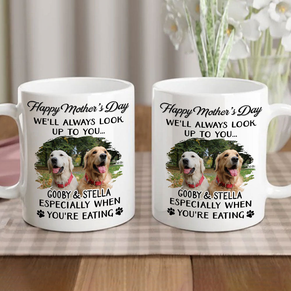 Personalized Custom Coffee Mug with Dog Looking Up At You Photo