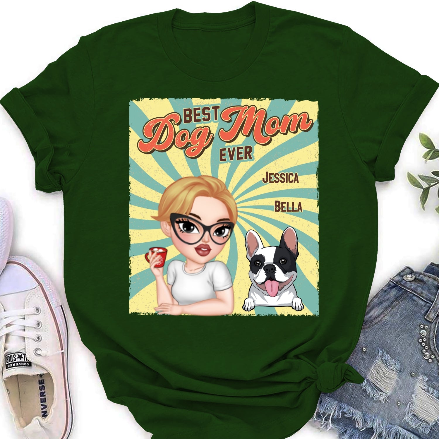 Unique Retro Funny Personalized Custom Women's Dog Shirt T-shirt