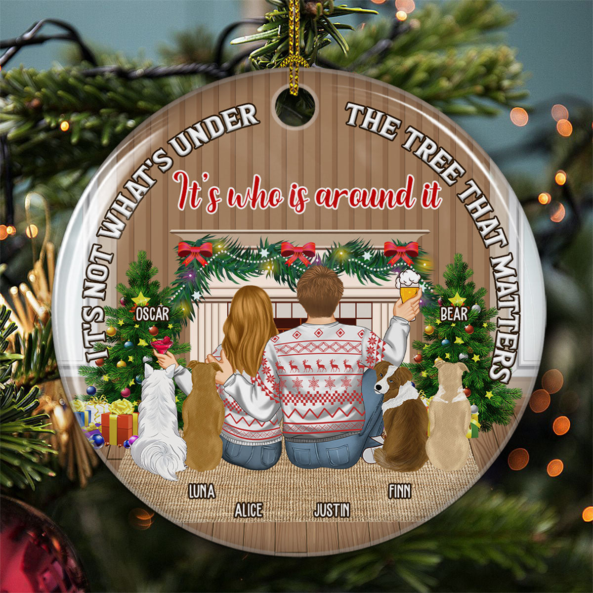 What Is Under The Tree Matters - Personalized Custom 3-Inch Diameter Ceramic Christmas Ornament