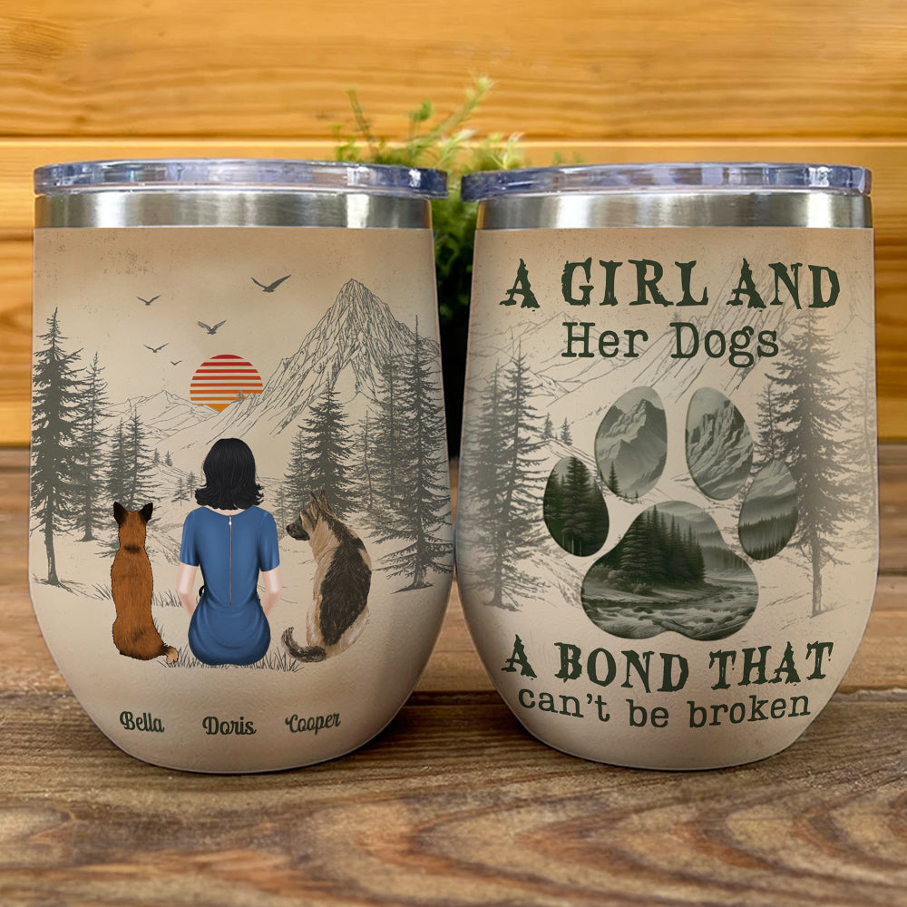 A Girl And Her Dog - Customizable Personalized 12oz Wine Tumbler for Any Occasion