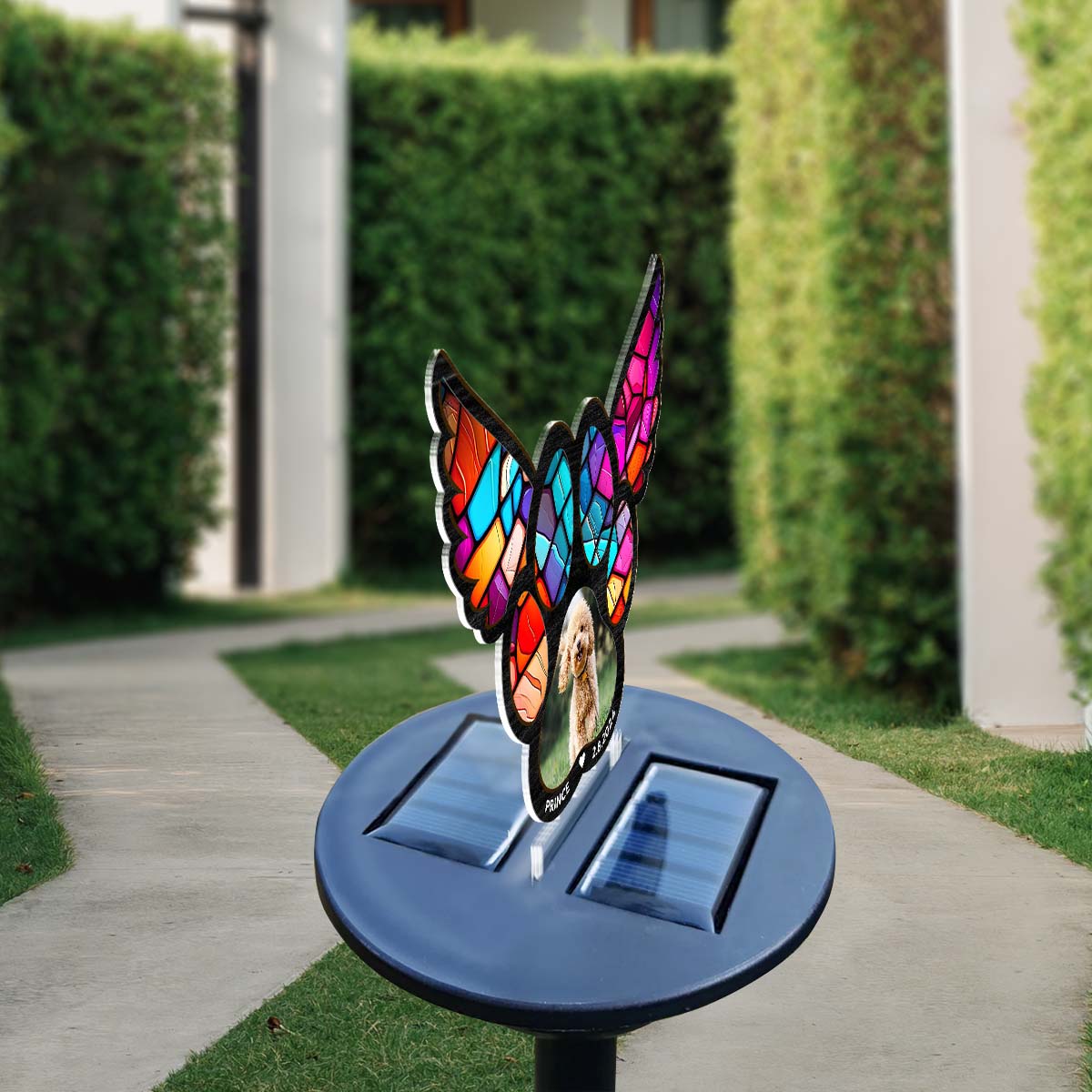 Personalized Custom Pawprints On Hearts Solar Light for Bereavement Memorial