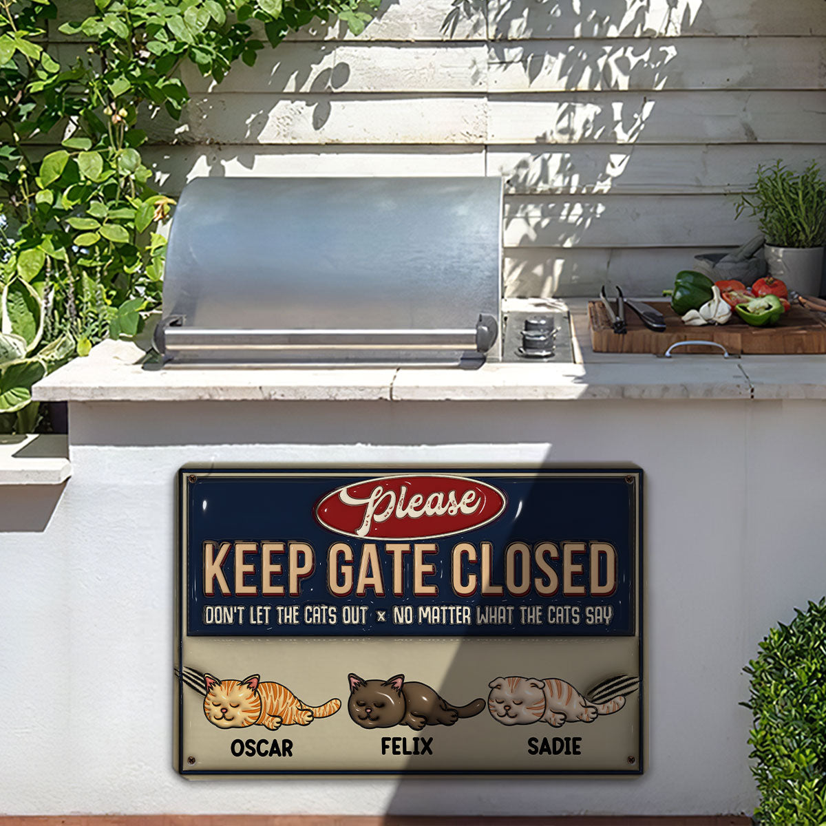 Exclusive Personalized Custom 3D Inflated Effect Metal Sign - Do Not Let The Cats Out