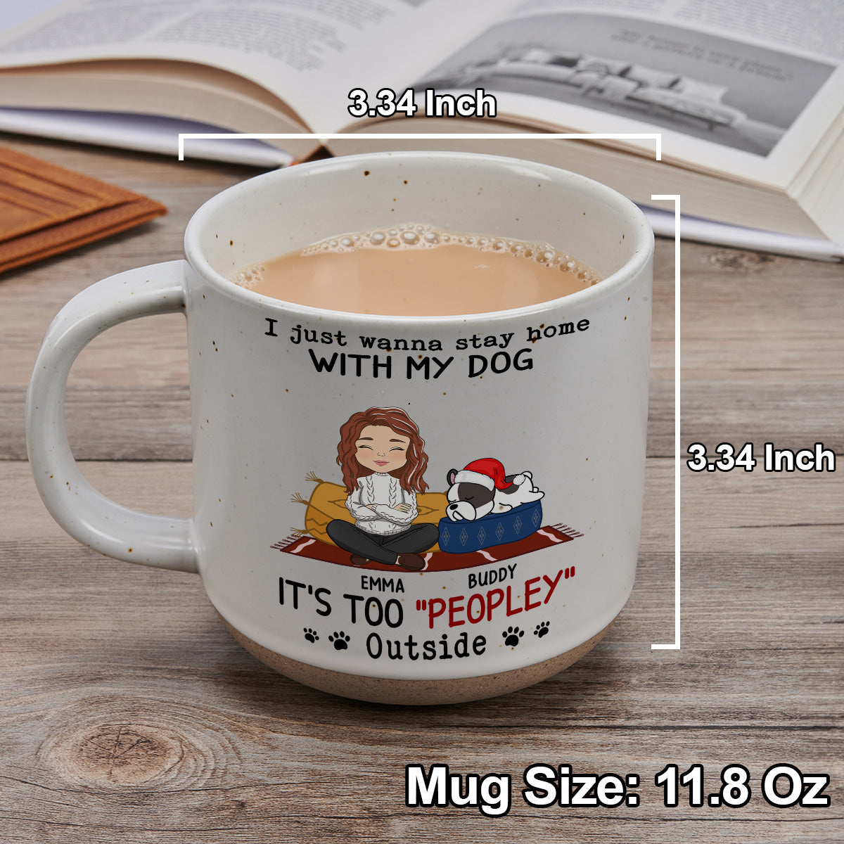 Personalized Custom 11oz Ceramic Mug - I Just Wanna Stay Home With Dog in Dark Blue or White