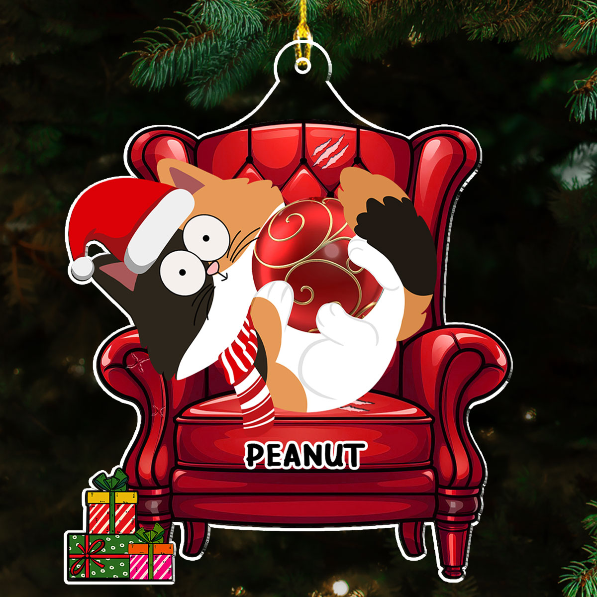 Funny Personalized Custom Christmas Cat Acrylic Ornament