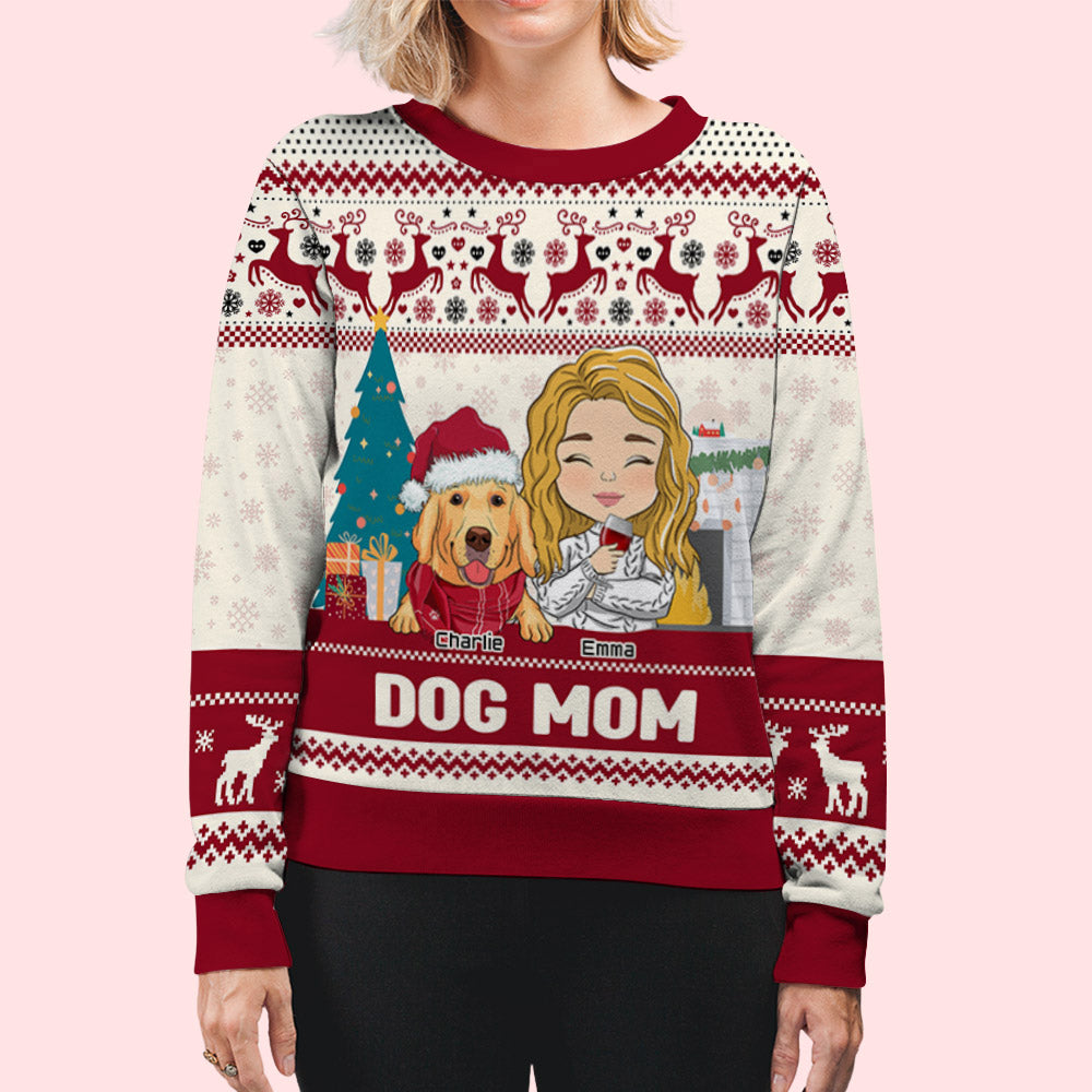 Dog Servant Pawlidays - Customizable All-Over-Print Unisex Sweatshirt for Dog Lovers