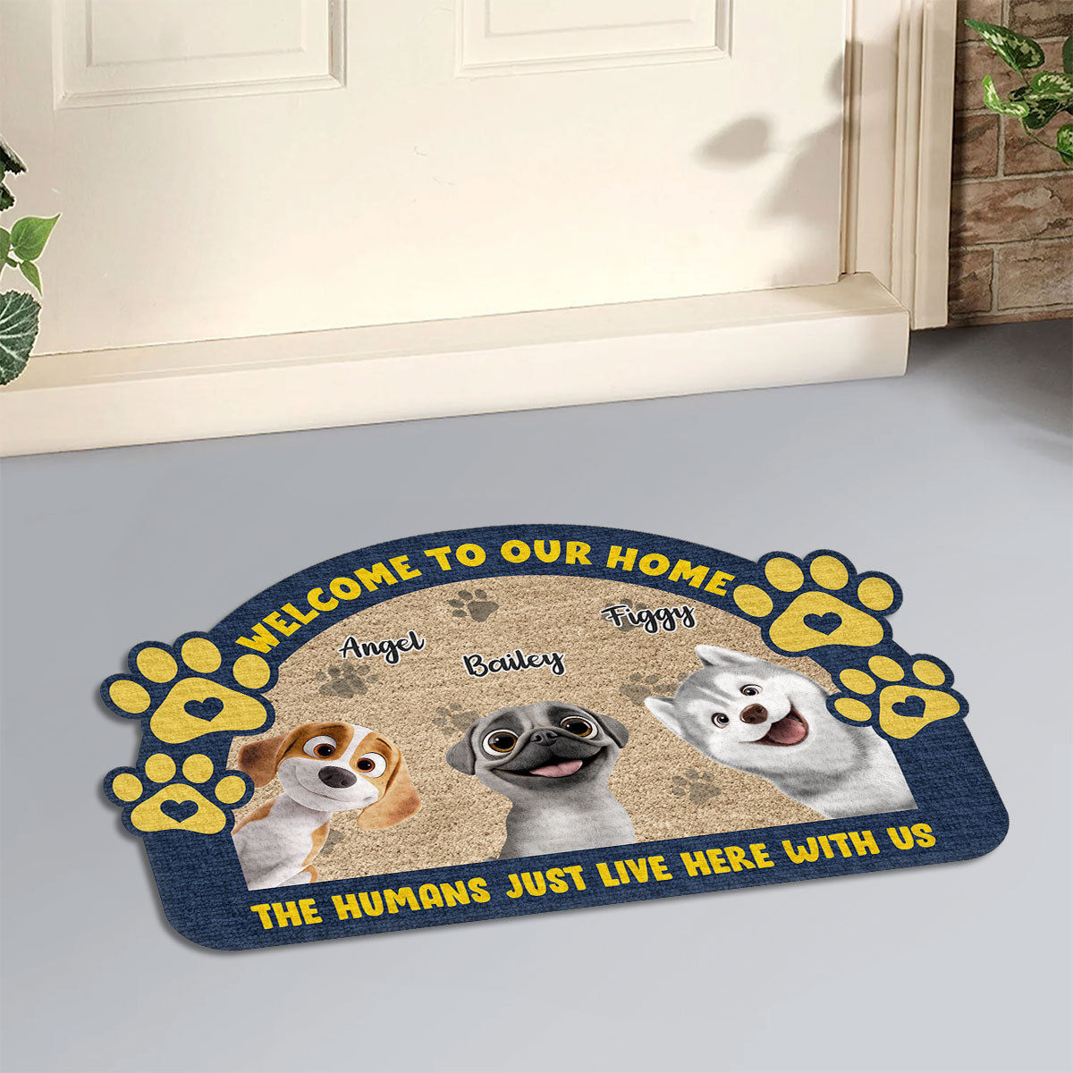 Dear Human We Rule The House - Customizable Personalized Pet Picture Doormat in 3 Sizes