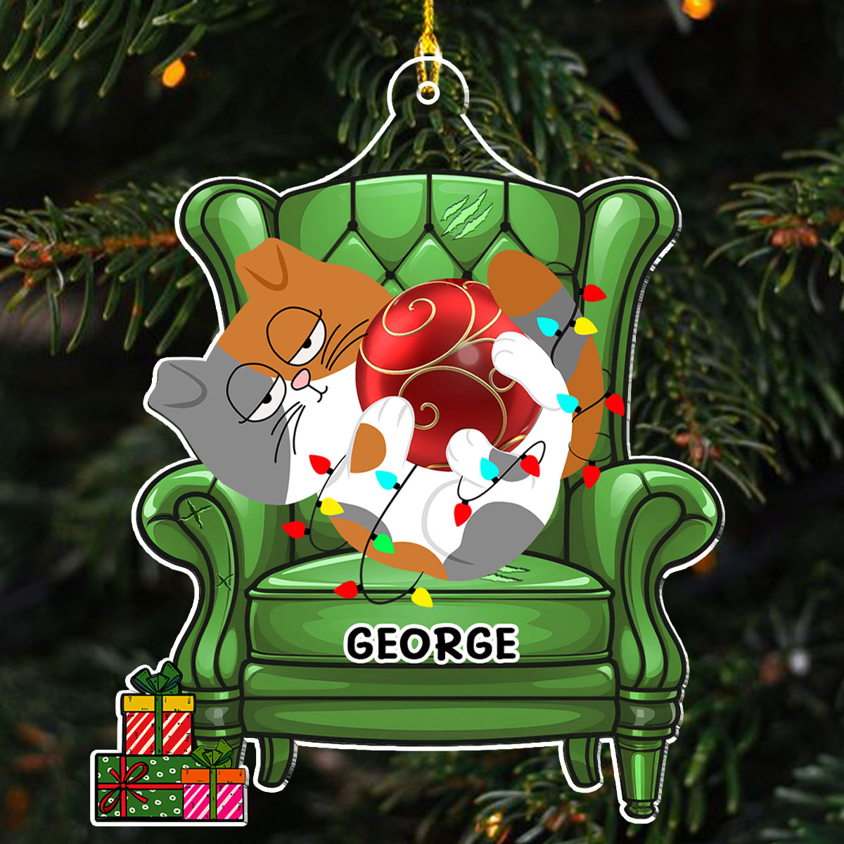 Funny Personalized Custom Christmas Cat Acrylic Ornament
