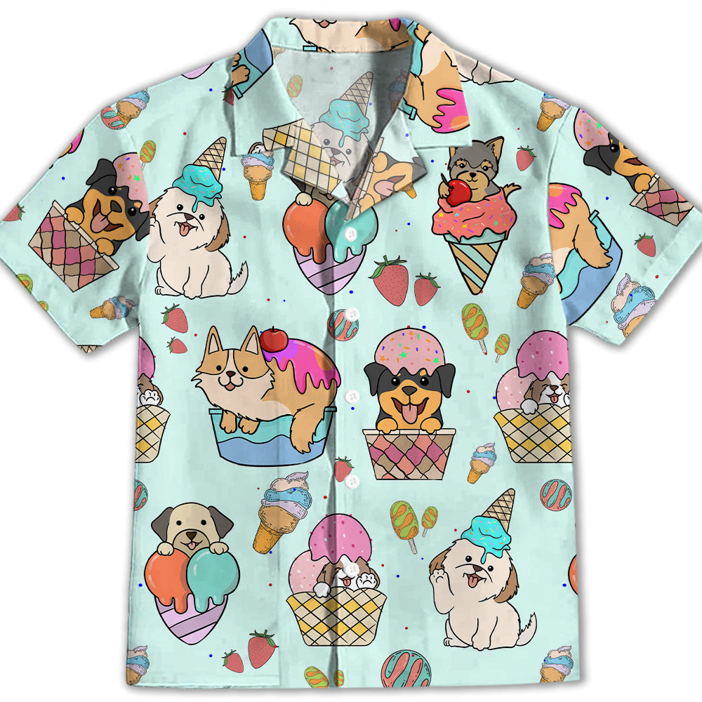 Adorable Dog And Ice Cream Kids Button - up Shirt for All Occasions