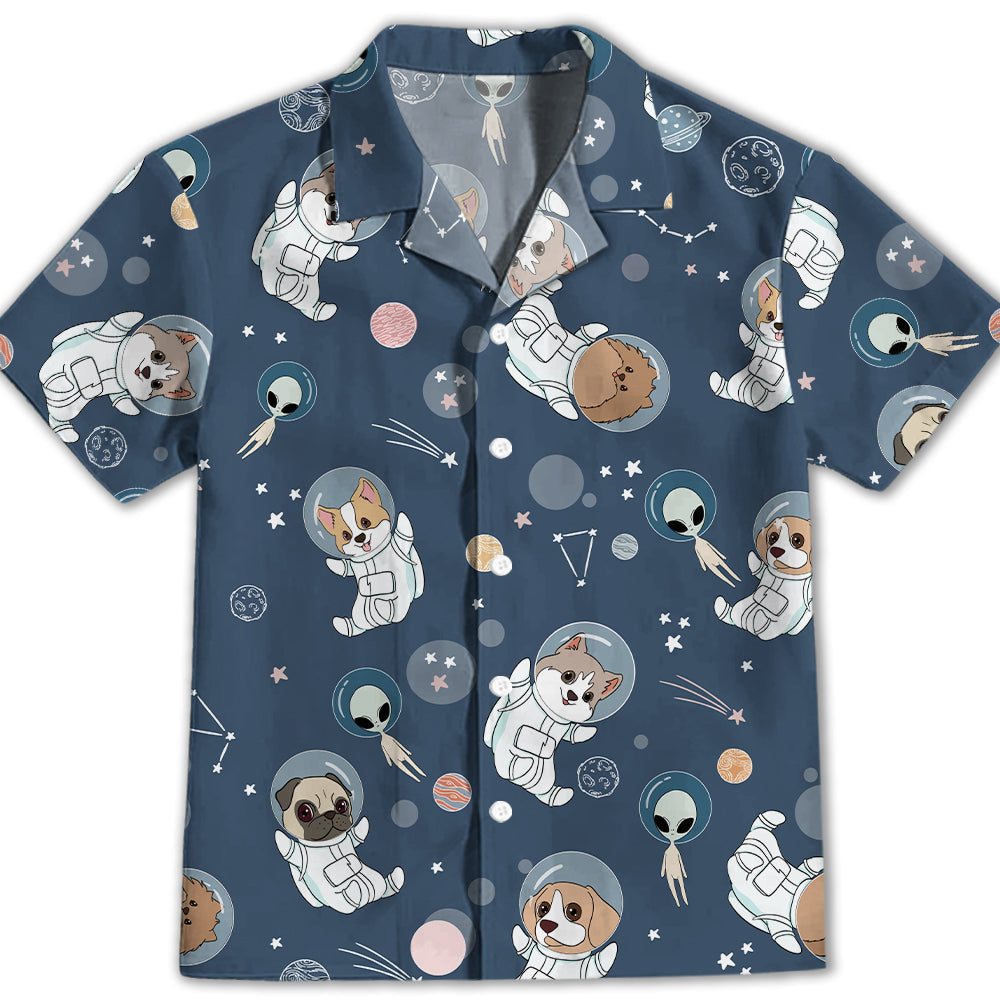 Space Dog 1 - Adorable Kids Button - up Shirt with High - Quality Pet Prints