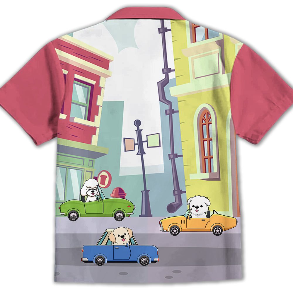 Adorable Dog And Car Theme - Kids Button - up Shirt for All Occasions