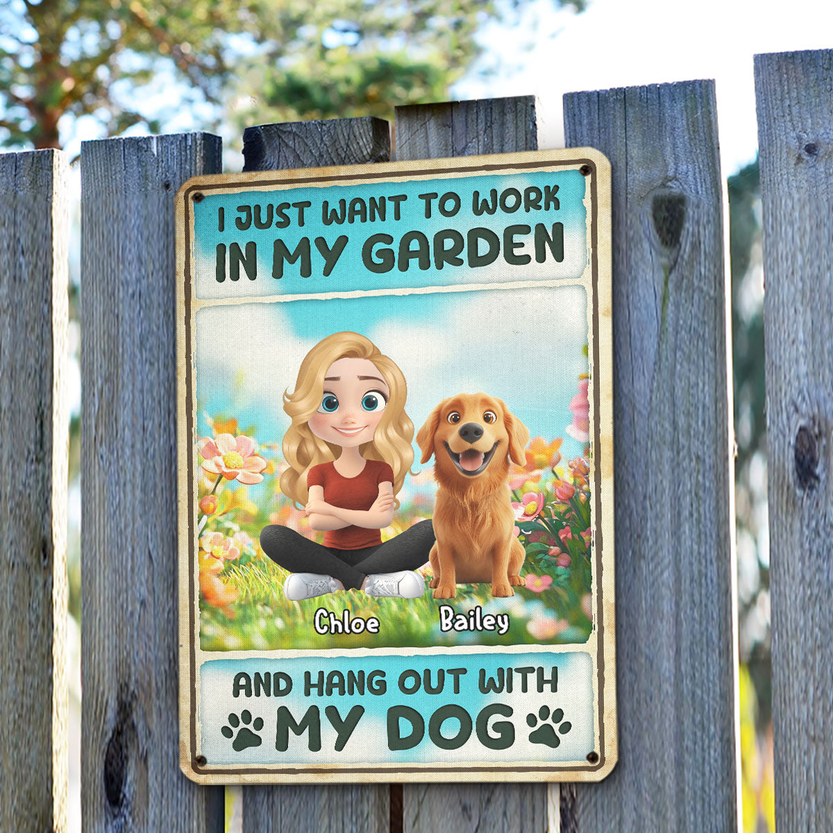 Personalized Custom Rusty Metal Sign - I Just Want To Hang Out With My Dogs