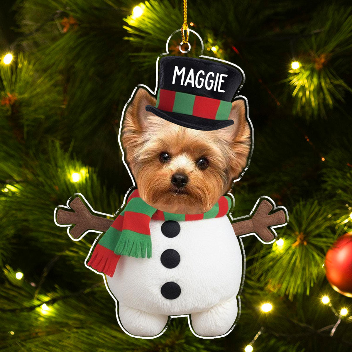Adorable Personalized Custom Acrylic Dog Face Christmas Ornament