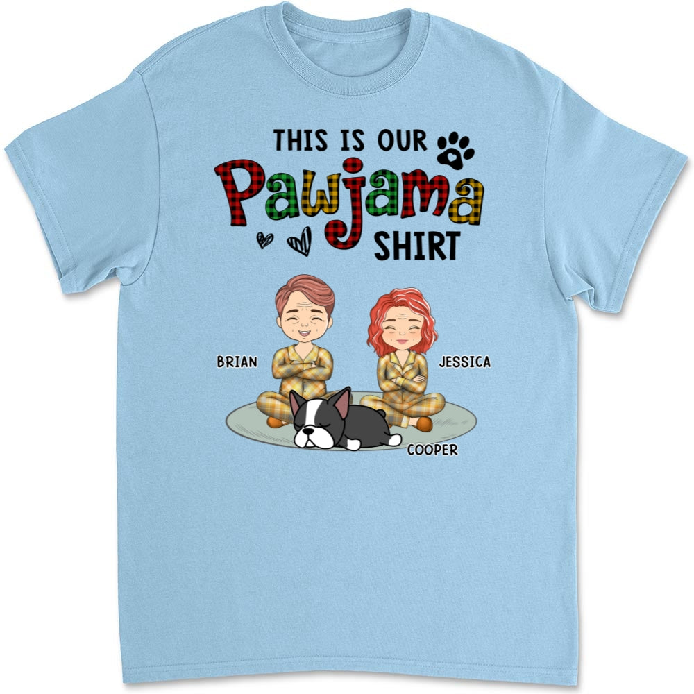 Pawjama Shirt Ver Couple - Personalized Custom Unisex 5.3 oz T-Shirt for Pet Lovers