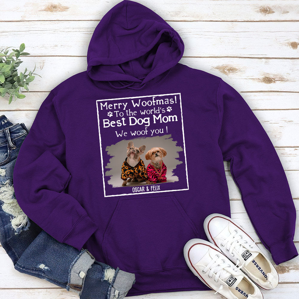 Woof Best Ever Personalized Custom Dog Dad and Mom Photo Hoodie