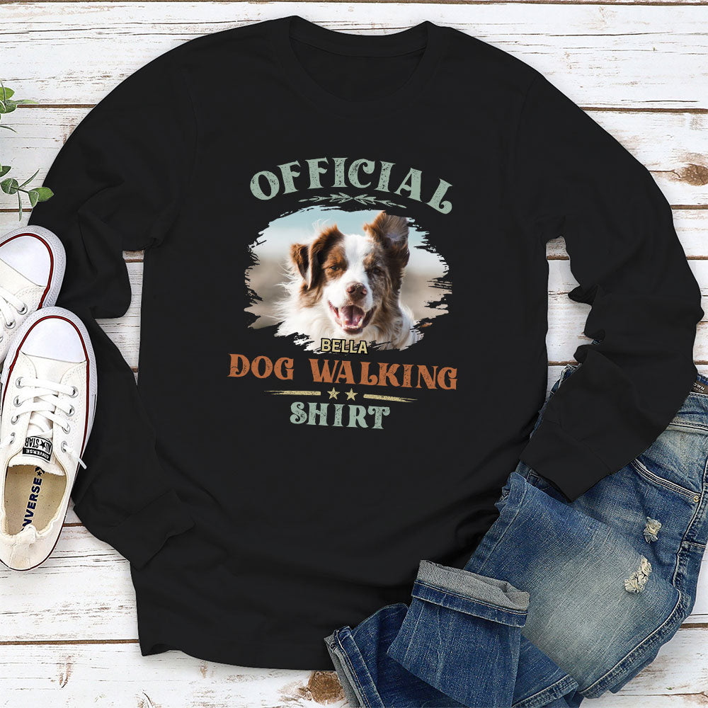 Vintage Dog Walking Personalized Custom Long Sleeve Unisex T-shirt