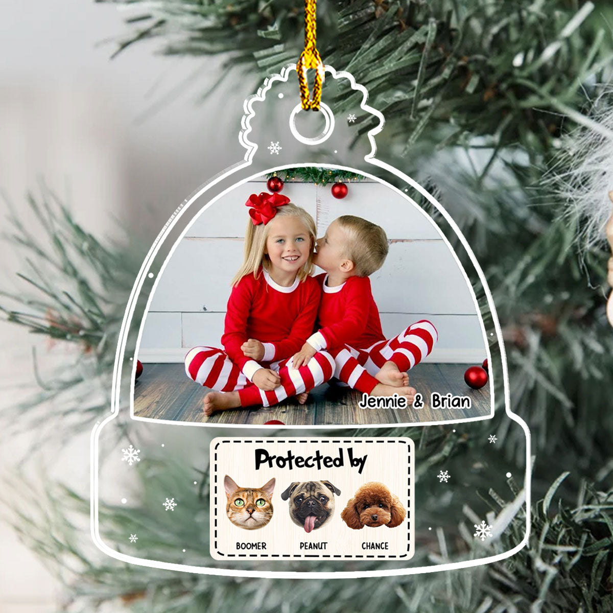 Custom Photo-Protected Personalized Acrylic Christmas Ornament for Pet Lovers