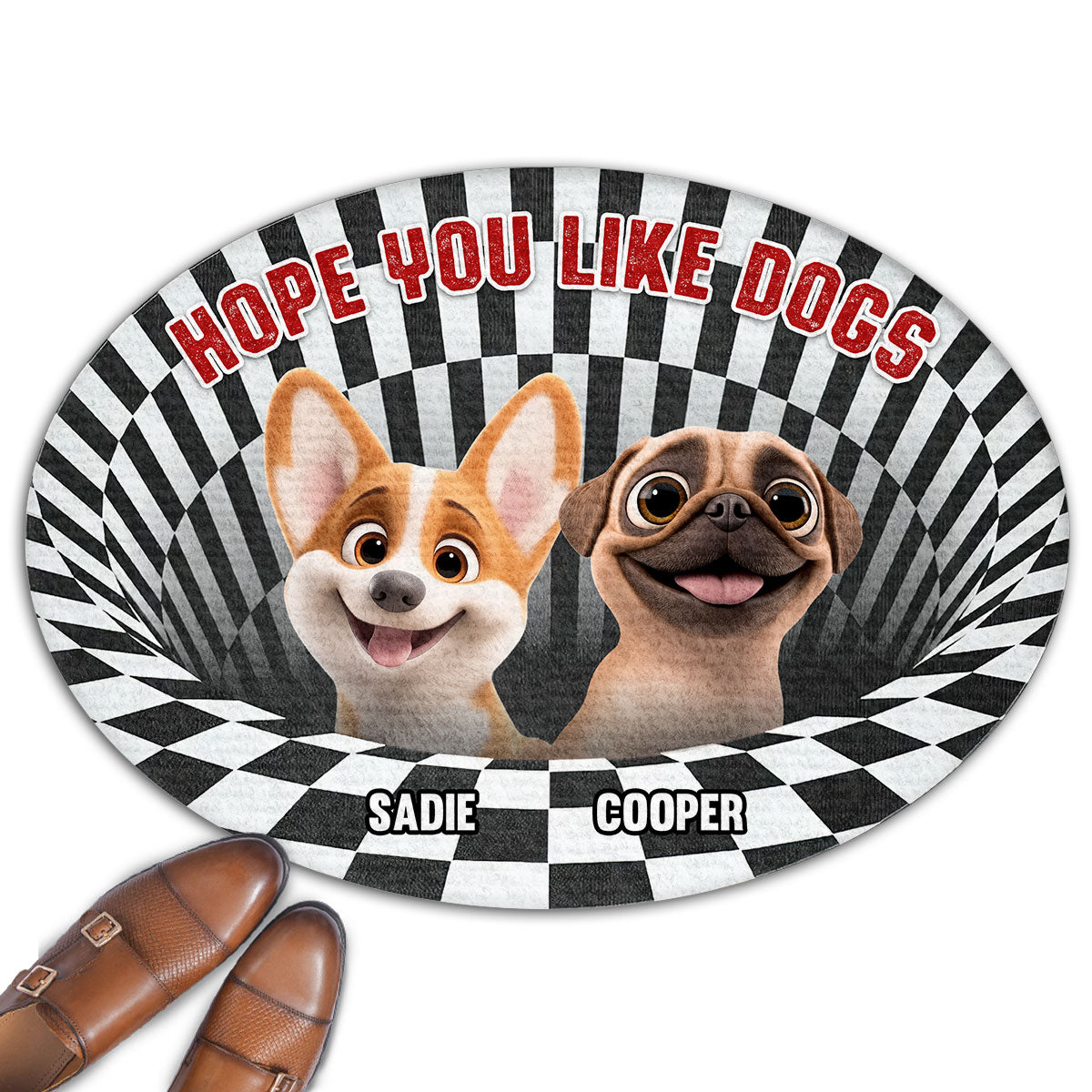 Hope You Like Dogs Cartoon - Personalized Custom Doormat with Three Size Options