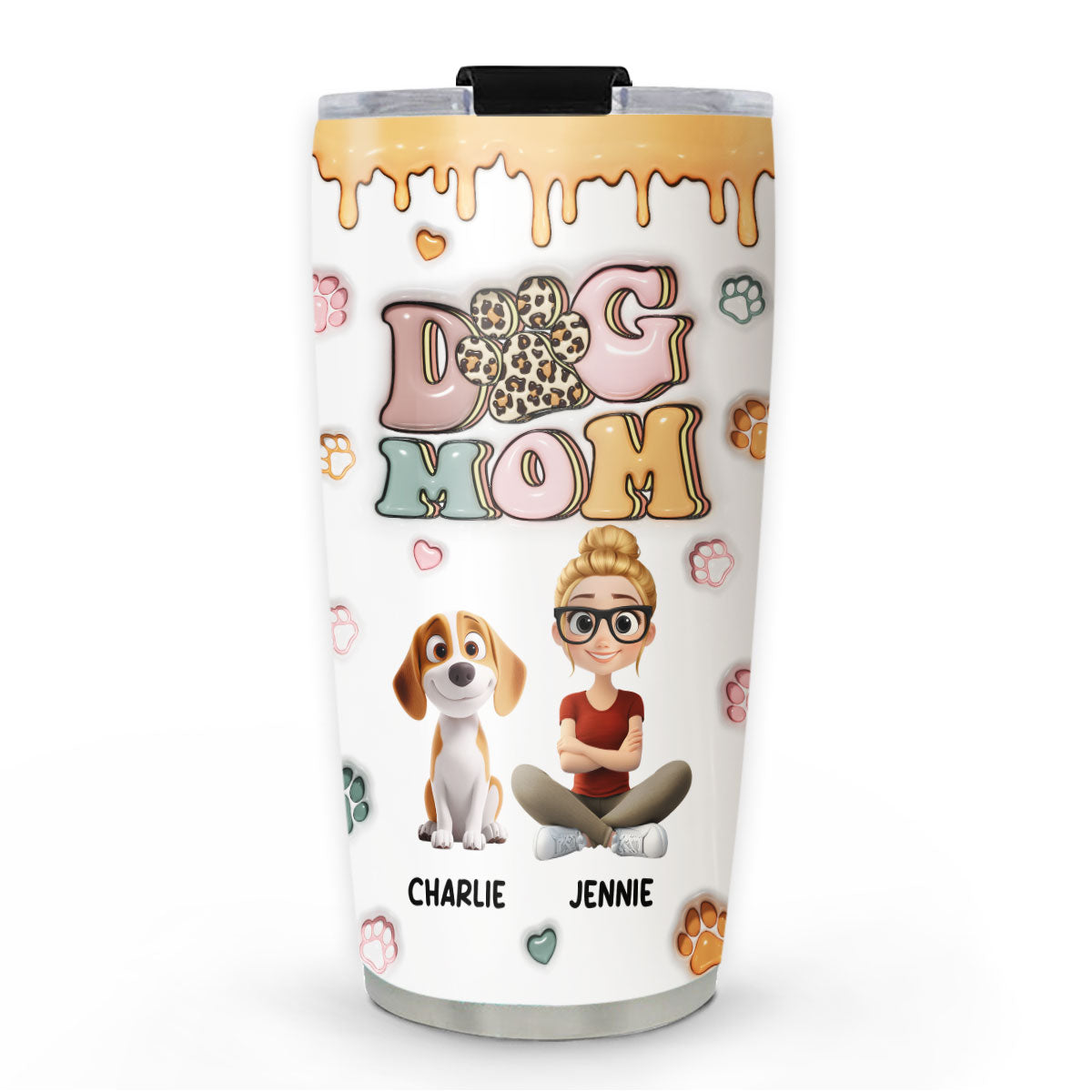 Slay Dog Mama - Personalized Custom 3D Inflated Effect 20oz Stainless Steel Tumbler with Thousands of Cool Designs