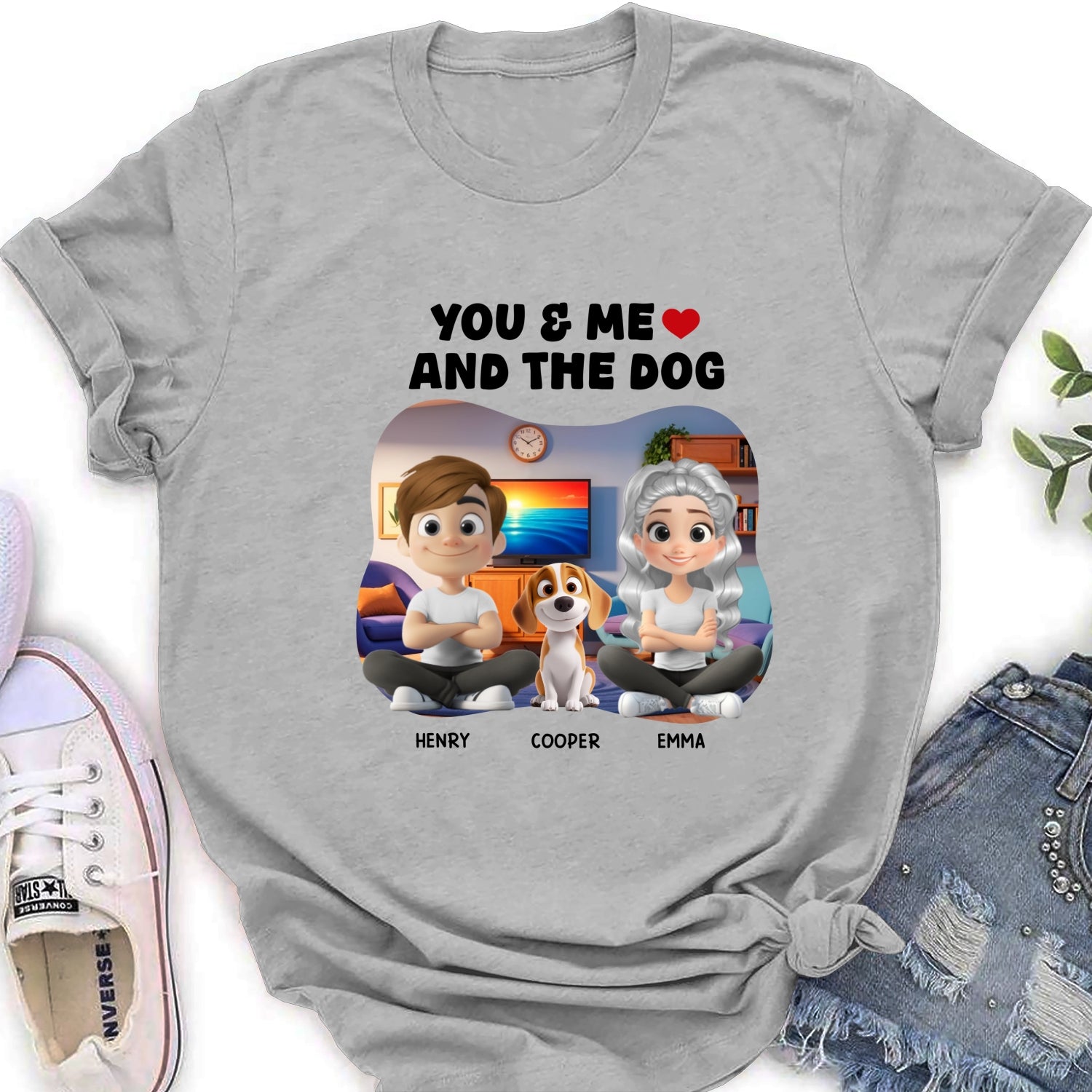 You Me And Dogs - Personalized Custom Women's Cotton Blend T-Shirt for Pet Lovers