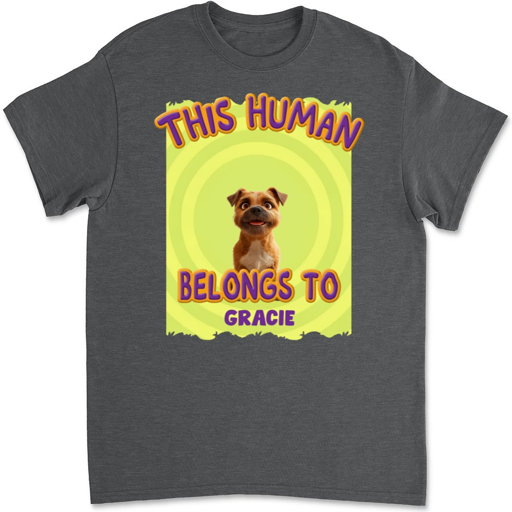 This Human Belongs To Our Pet Cartoon - Personalized Custom Unisex 5.3 oz T-shirt for Pet Lovers