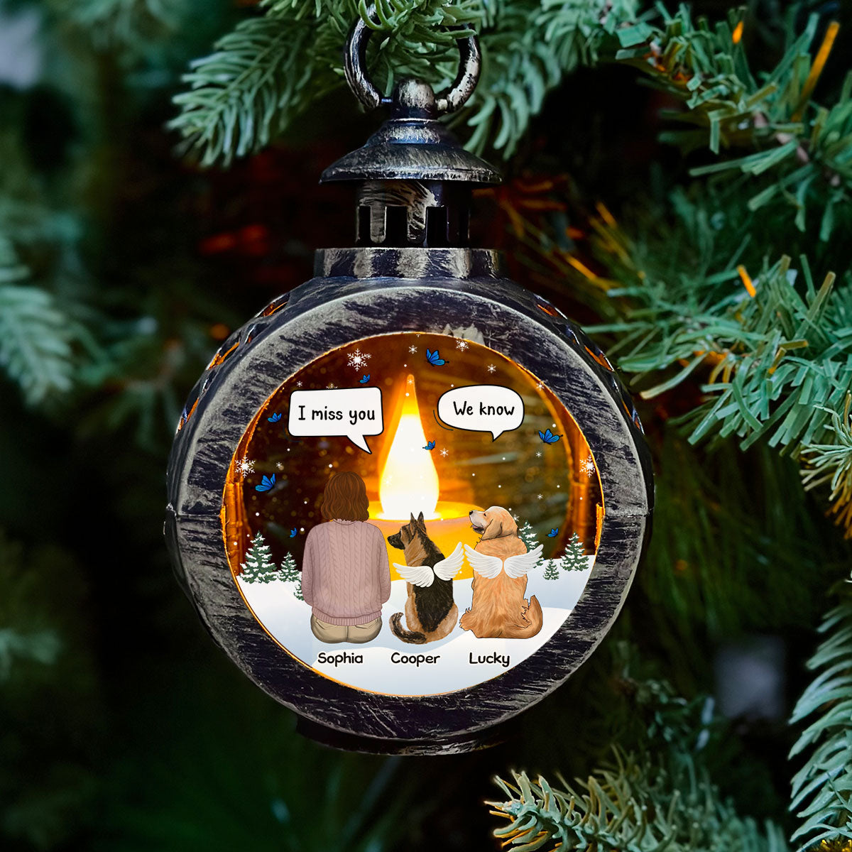 Heartfelt 'I Miss You So Much' - Customizable Personalized Christmas Lantern for Unforgettable Holidays