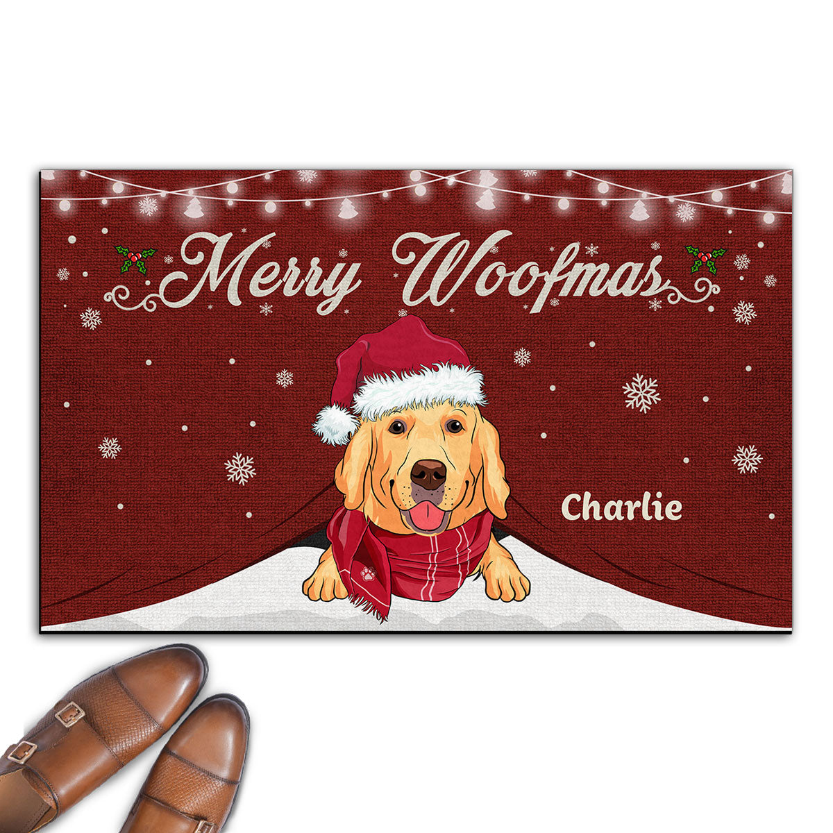 Merry Woofmas - Customizable Personalized Pet Picture Doormat for Pet Lovers