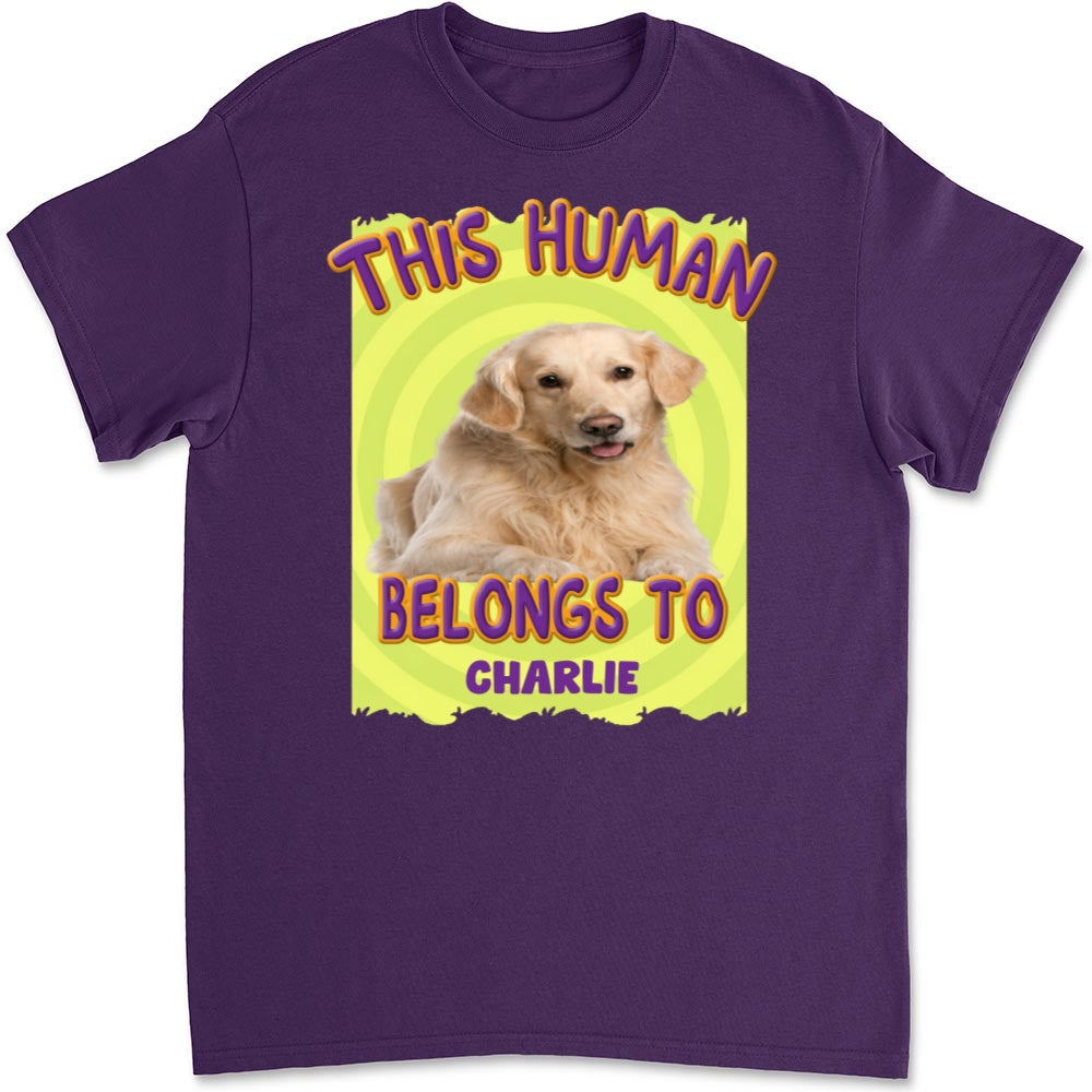 Personalized Custom Unisex 'This Human Belongs To Us' Photo T-Shirt - Perfect Gift for Pet Lovers