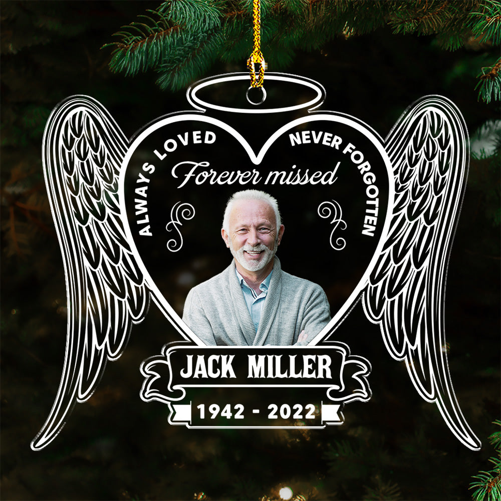 Custom Always Loved Personalized Acrylic Christmas Photo Ornament - 4' Diameter, 0.2' Thickness