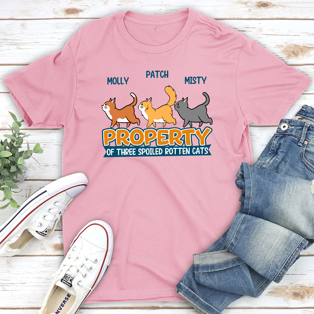 Property Of Spoiled Cats - Personalized Custom Unisex 5.3 oz T-shirt for Pet Lovers