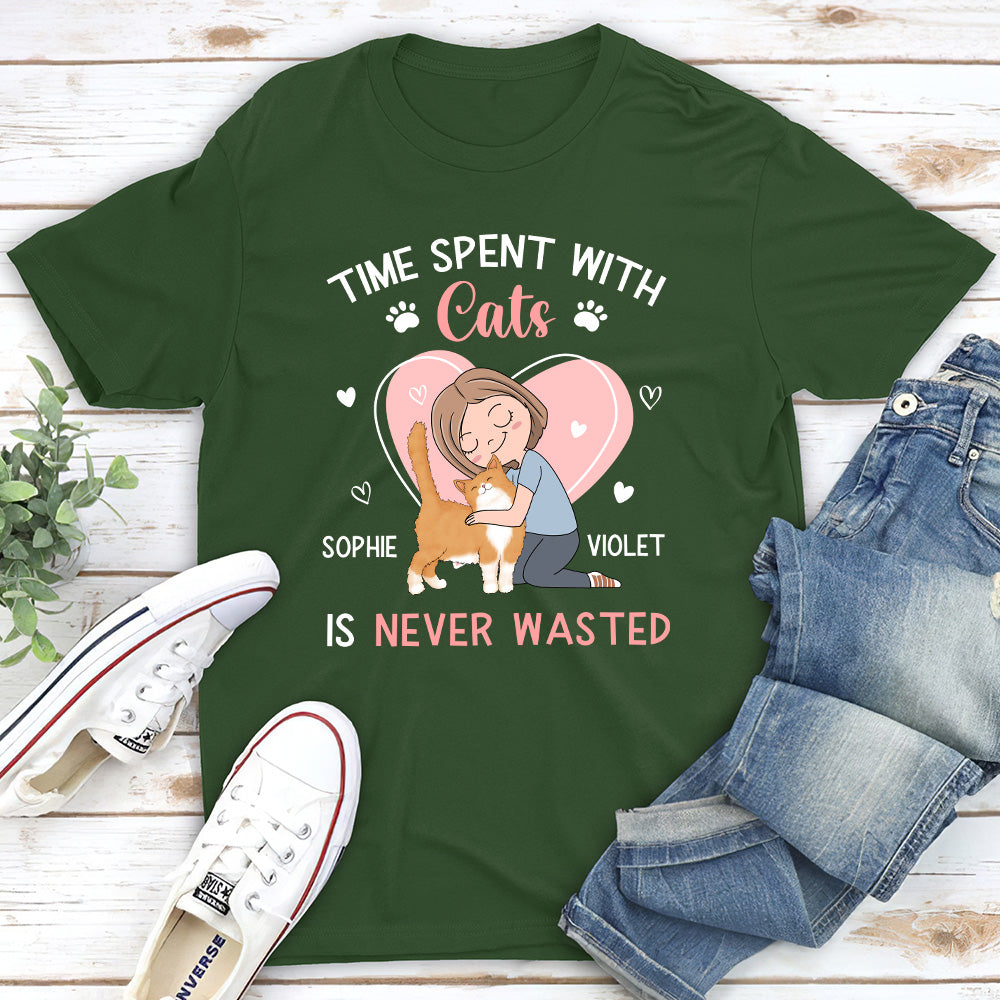 Spent Cat Time - Personalized Custom Unisex 5.3 oz T-shirt for Pet Lovers