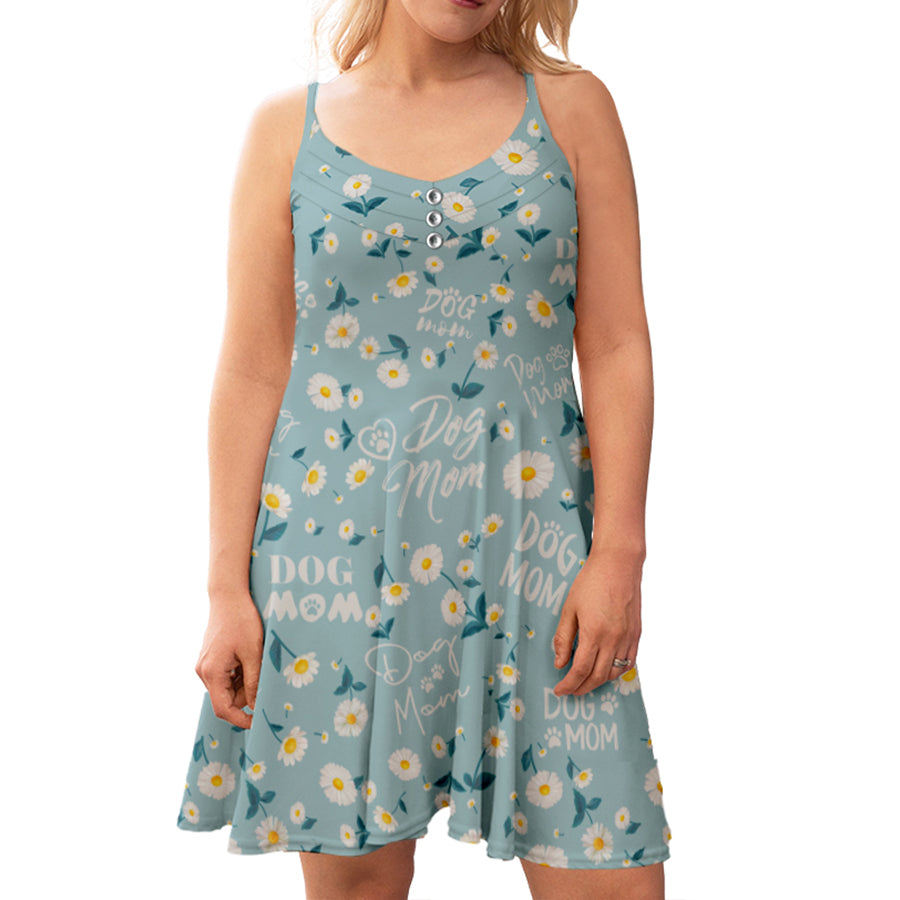 Dog Mom Daisy - Chic Adjustable Strap Dress for Dog Lovers
