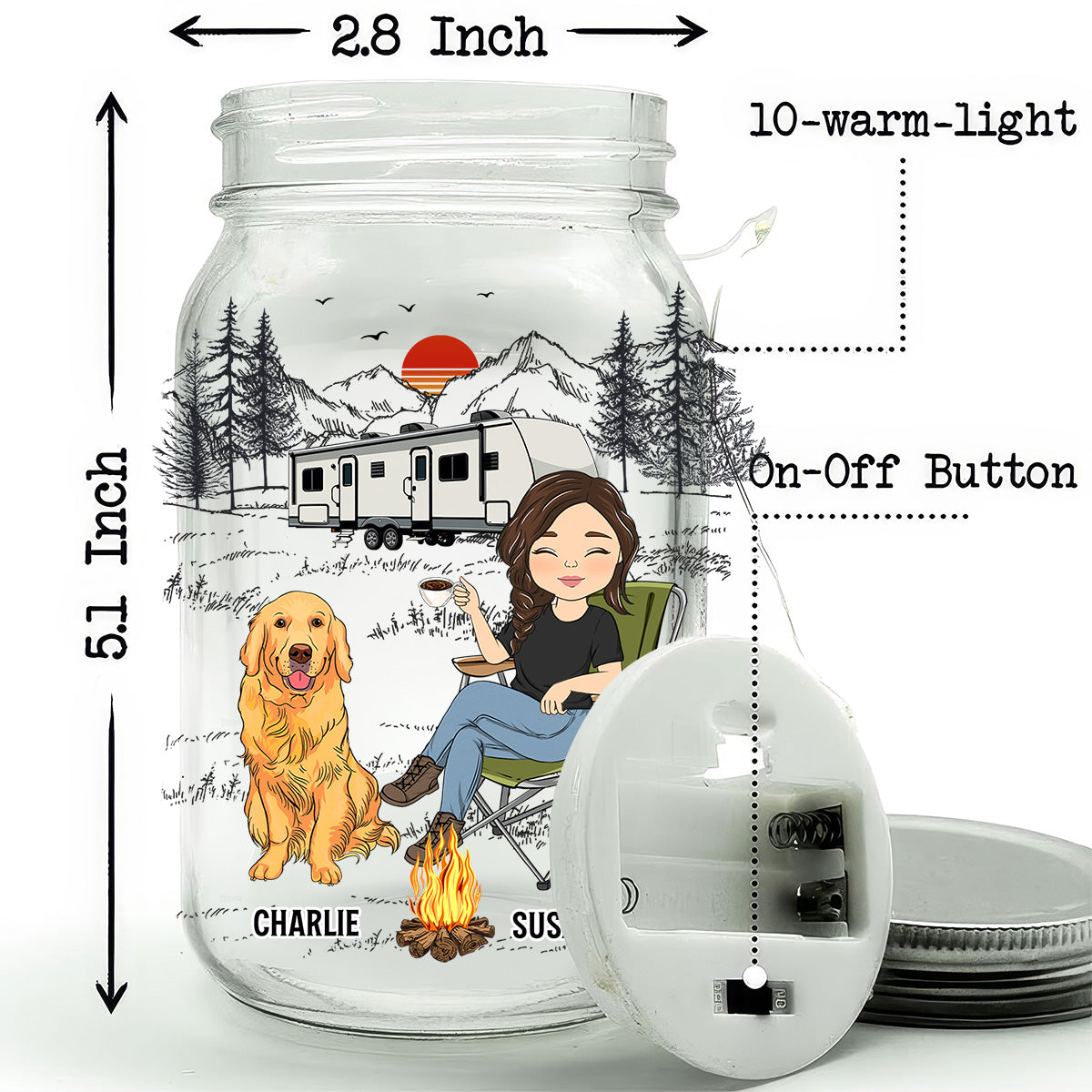 And She Lived Happily Ever After - 16oz Personalized Custom Mason Jar Light for Pet Lovers