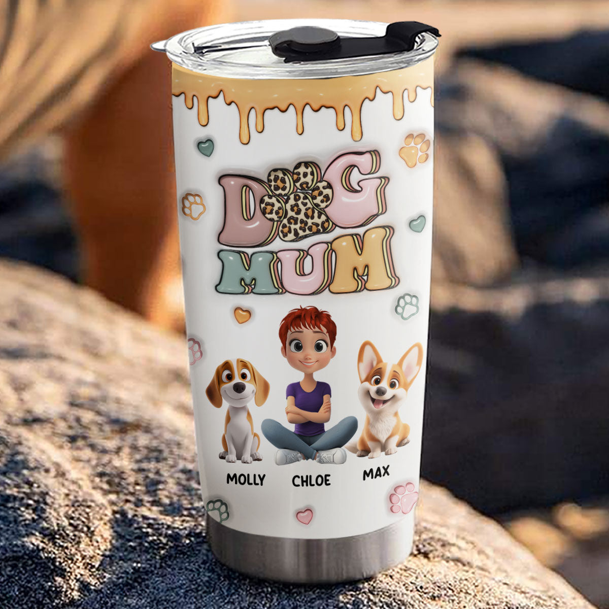 Slay Dog Mama - Personalized Custom 3D Inflated Effect 20oz Stainless Steel Tumbler with Thousands of Cool Designs