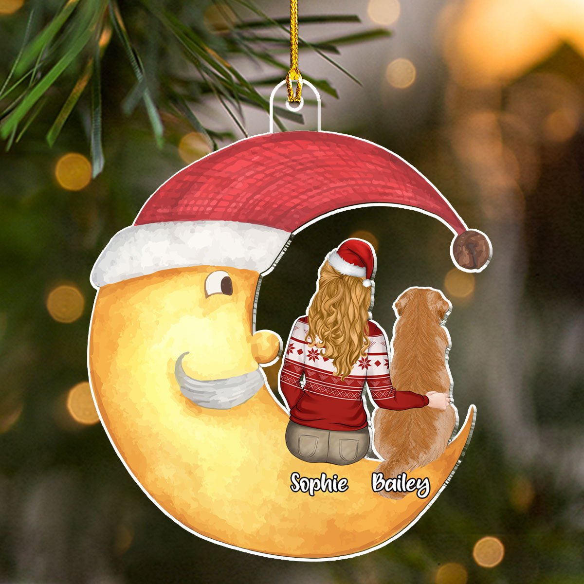 We Sitting On The Moon - Personalized Custom Acrylic Christmas Ornament (4' Diameter, 0.2' Thickness)