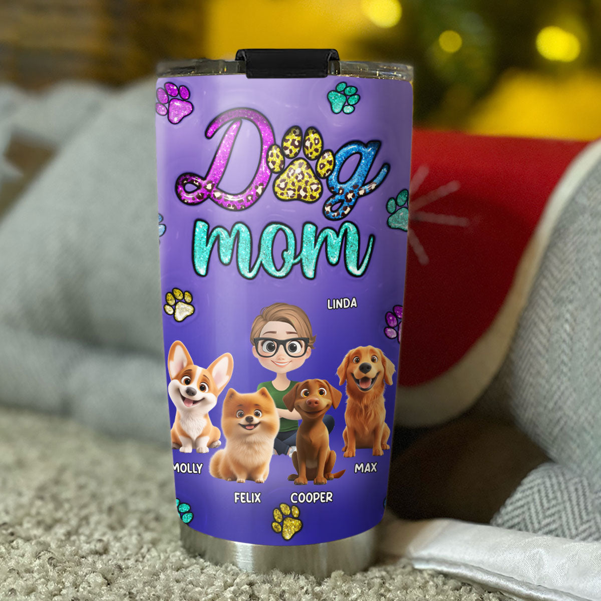 Born To Be a Professional Dog Mom - Personalized Custom 3D Inflated Effect 20oz Stainless Steel Tumbler