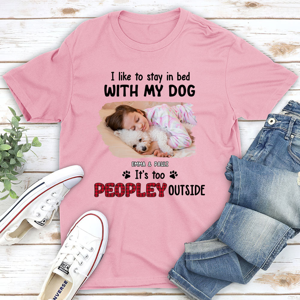 Personalized Custom Unisex 'Like To Stay In Bed' Photo T-shirt - Ideal Gift for Pet Lovers