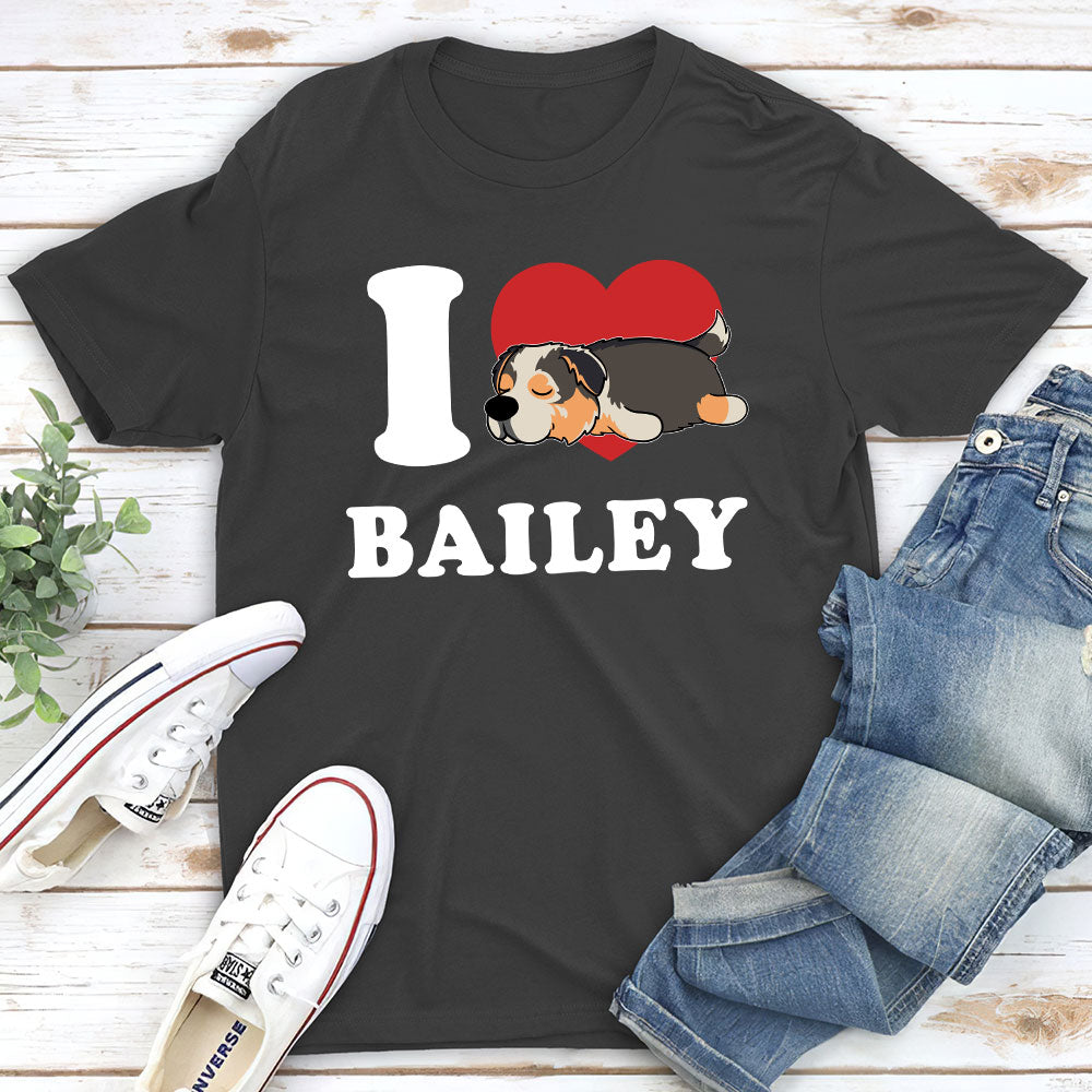 I Love My Dog - Personalized Custom Unisex Heavy Cotton 5.3 oz T-shirt