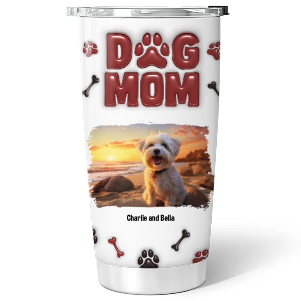 Exquisite Personalized Custom 3D Inflated Effect Tumbler with Lovely Dog Mama Photo