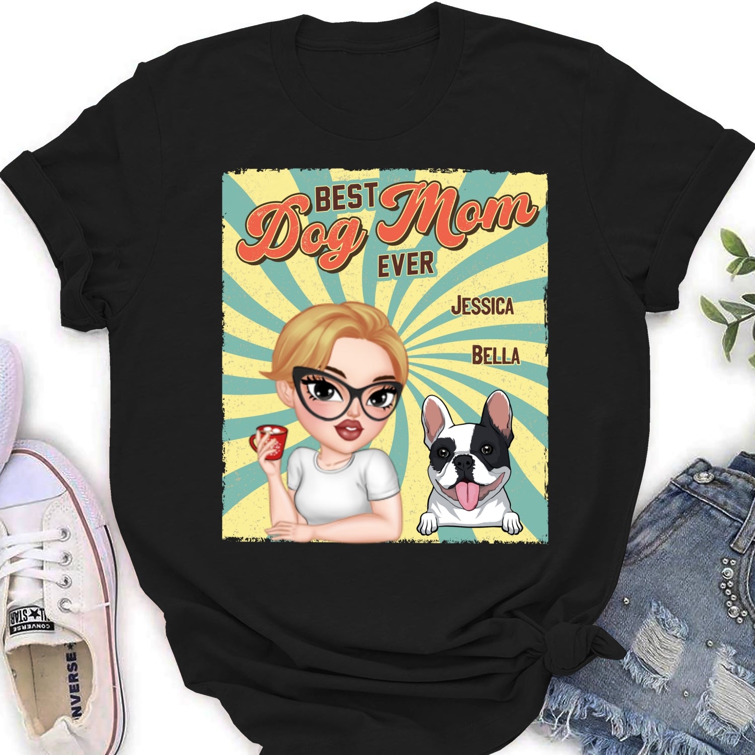 Unique Retro Funny Personalized Custom Women's Dog Shirt T-shirt