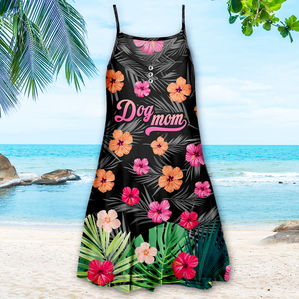 Stylish Dog Mom Three - Strap Knee - Length Dress for Pet Lovers